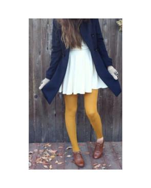 H&Nathalie Femme Collant HN sans pieds Moutarde opaque 80
