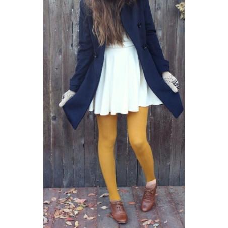 H&Nathalie Femme Collant HN sans pieds Moutarde opaque 80