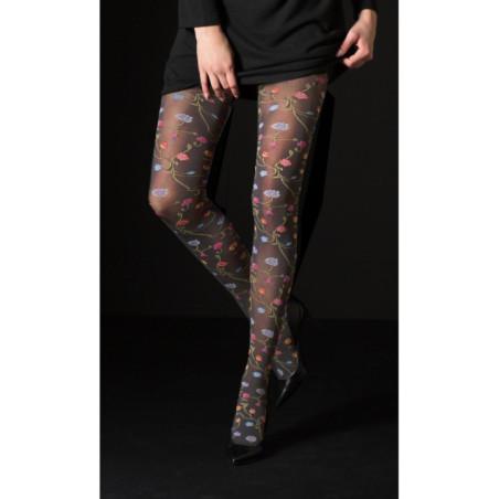  Collant à fleurs multicouleur Gris