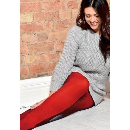 H&Nathalie Femme Collant Opaque 80 HN Rouge