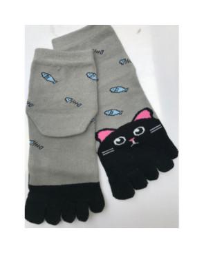 Chaussettes 5 Doigts Enfants Chats Poissons