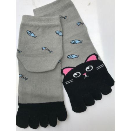 Chaussettes 5 Doigts Enfants Chats Poissons