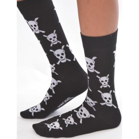 chaussettes fantaisie en coton têtes de morts