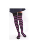 Jambières coton rayures noires violettes