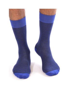  Chaussettes fines rayures bleues homme