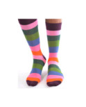 Chaussettes Multi rayures Tendance vert orange
