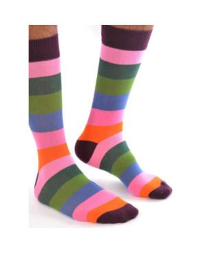 Chaussettes Multi rayures Tendance vert orange
