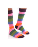 Chaussettes Multi rayures Tendance vert orange