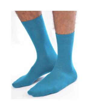 Chaussettes unies turquoise coton