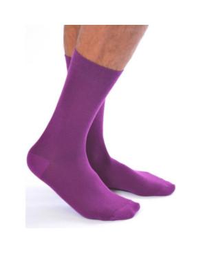 Chaussettes coton uni homme violet