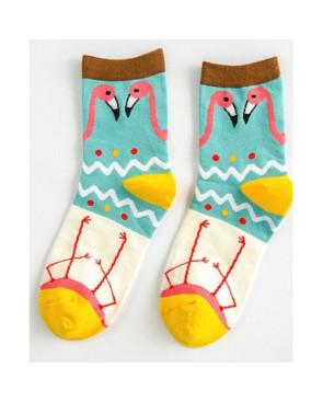 Les Petits Caprices Femme Chaussettes Flamant roses Rigolos