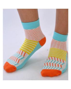 Chaussettes fantaisie patchwork à traites
