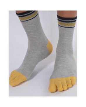 Chaussettes Grises 5 Doigts jaunes