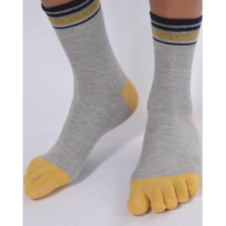 Chaussettes Grises 5 Doigts jaunes
