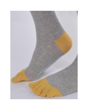 Les Petits Caprices Femme Chaussettes Grises 5 Doigts jaunes