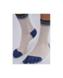 Chaussettes Beige 5 Doigts Bleus
