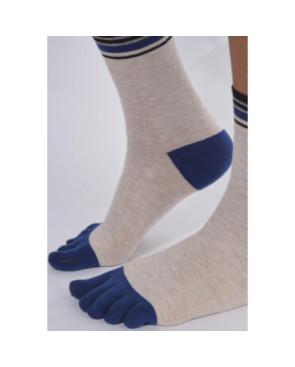 Chaussettes Beige 5 Doigts Bleus