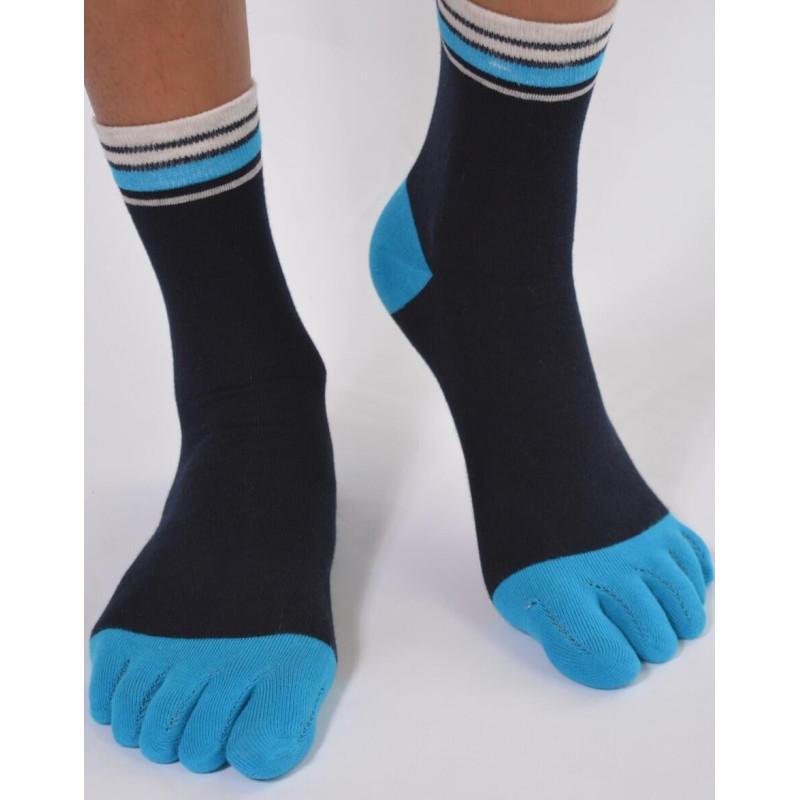 Chaussettes noires 5 doigts pieds Bleus
