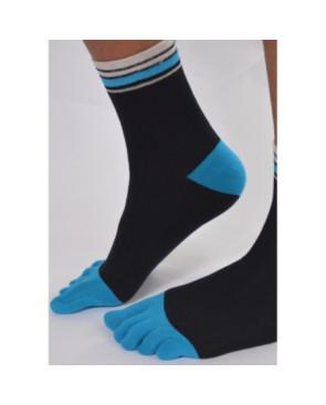 Chaussettes noires 5 doigts pieds Bleus