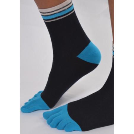 Chaussettes noires 5 doigts pieds Bleus