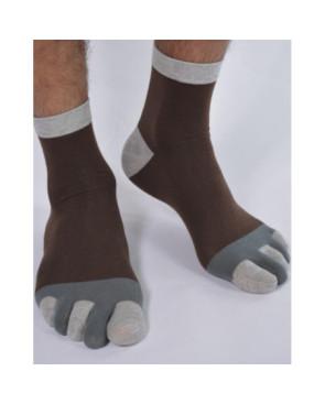 Les Petits Caprices Homme Chaussettes Ebene 5 Doigts Pieds Gris