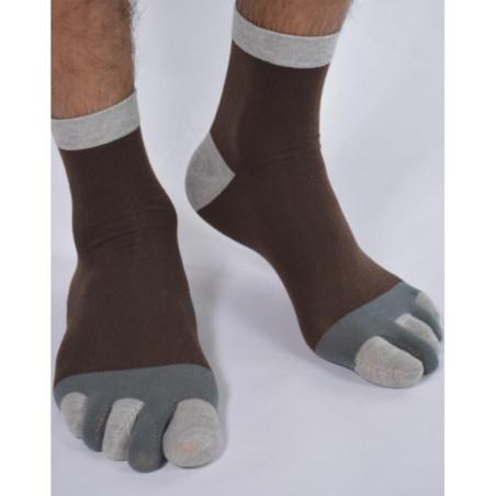 Les Petits Caprices Homme Chaussettes Ebene 5 Doigts Pieds Gris