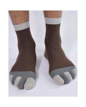 Les Petits Caprices Homme Chaussettes Ebene 5 Doigts Pieds Gris