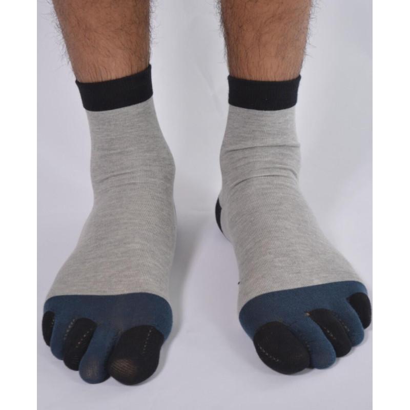 Chaussettes Grises 5 Doigts Bleus