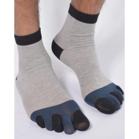 Chaussettes Grises 5 Doigts Bleus
