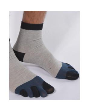  Chaussettes tendance 5 doigts  Grises pieds bleues