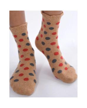 Chaussettes non comprimante à pois laine beige