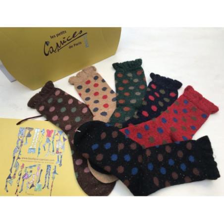Chaussettes Non Comprimantes en Laine à Pois