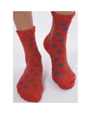 Chaussettes rouges en laine à pois Non comprimantes