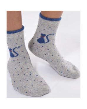Chaussettes hiver sympa chats gris laine