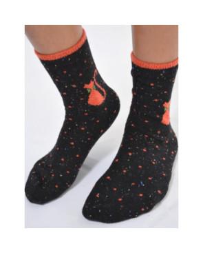 Chaussettes laine noires cahts chic winter socks