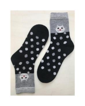 Chaussettes laine angora pois et chat chic