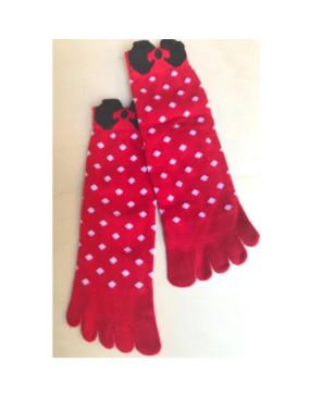 Chaussettes 5 doigts rouges plumetis