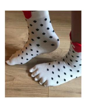  Chaussettes 5 doigts rouges plumetis