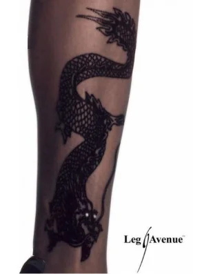 Collant tatoué Dragon Leg Avenue détail