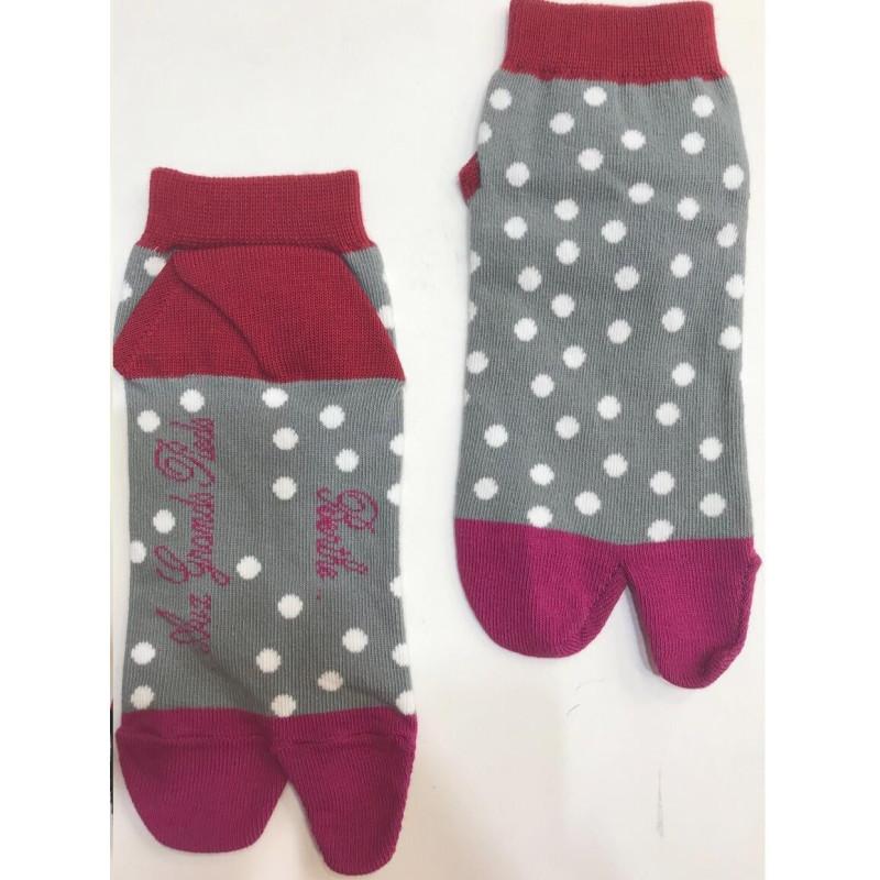Chaussettes Japonaises Berthe aux grands Pieds Pois gris