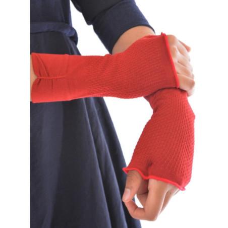 Mitaines rouge coton soie Berthe aux grands Pieds