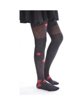 Bas TOp Berthe aux grands Pieds fleuris noir Rouge
