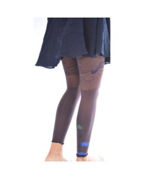 Collant sans Pieds Berthe aux grands Pieds Agapanthes Prune