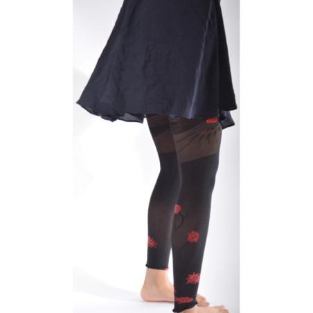 Collant  sans pieds agapanthe Noir Berthe aux Grands Pieds