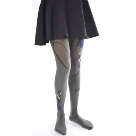 Collant flamenco Berthe aux grands Pieds Gris et bleu