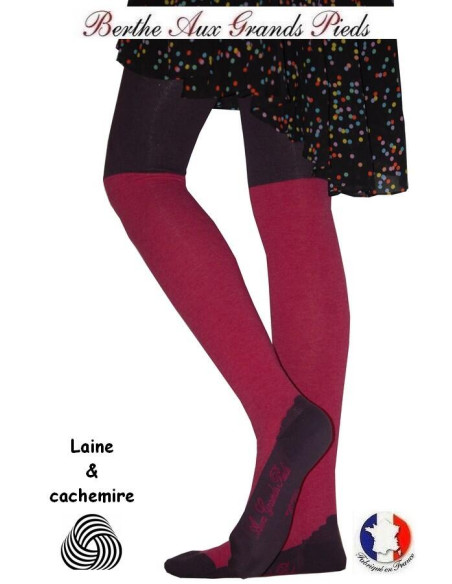 collant laine et cachemire Berthe au grands pieds fushia