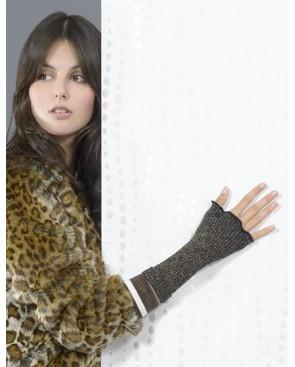 Mitaines Perrin coton à paillettes lurex doré