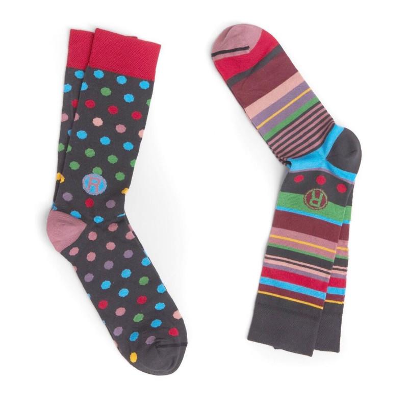 Coffret 2 paires Dub Chaussettes Pois et rayures Tendance