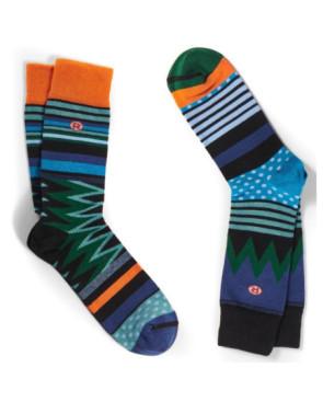 Duo de chaussettes Homme Dub et Drino Sympa striures noires et bleues
