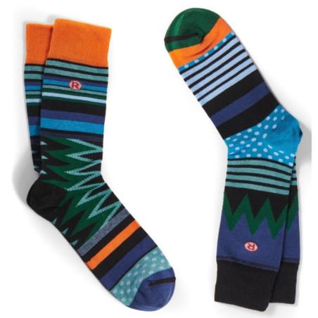 Duo de chaussettes Homme Dub et Drino Sympa striures noires et bleues